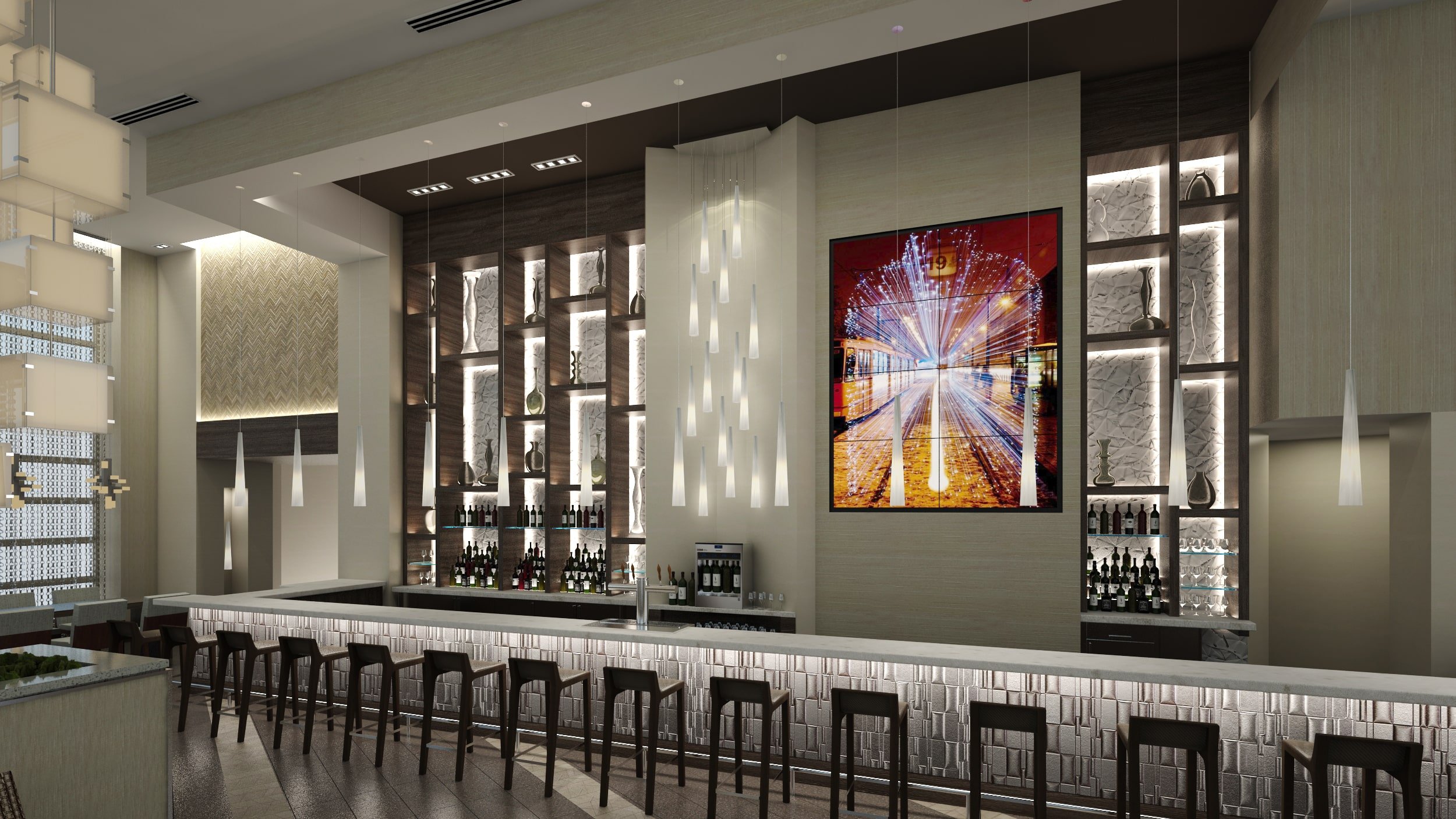 Bar interior at the AC Hotel Charlotte