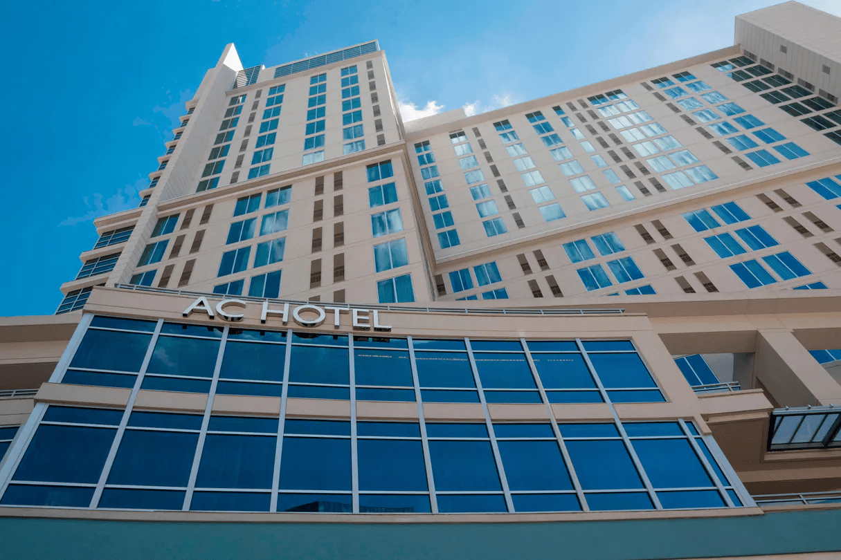Exterior tower view of the AC / Residence Inn Charlotte above the Epicentre